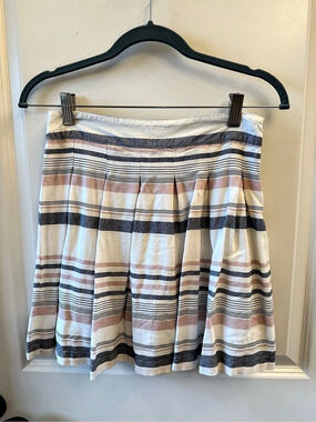 Sim & Sam Striped A-Line Skirt in Cream & dark navy Size Medium